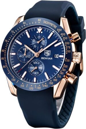 BENYAR Men's Watch Quartz Movement Chronograph 30M Waterproo...