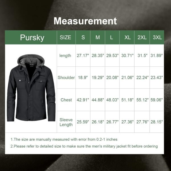 Pursky Men's Canvas Cotton Military Casual Field Jacket Oute...
