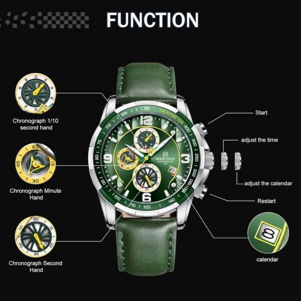 NAVIFORCE Sport Watches for Men Analog Quartz Chronograph Le...