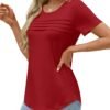 XIEERDUO Women's Pleated Tops Dressy Casual Short Sleeve T-S...