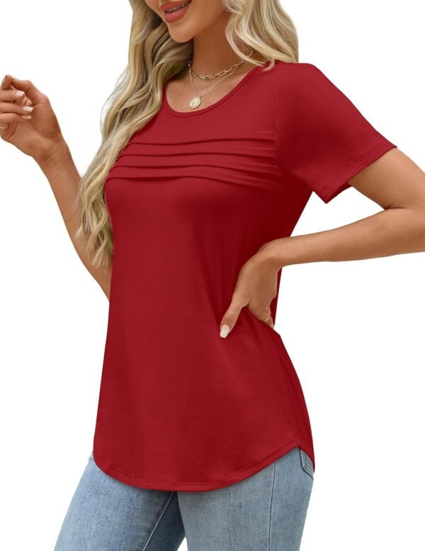 XIEERDUO Women's Pleated Tops Dressy Casual Short Sleeve T-S...