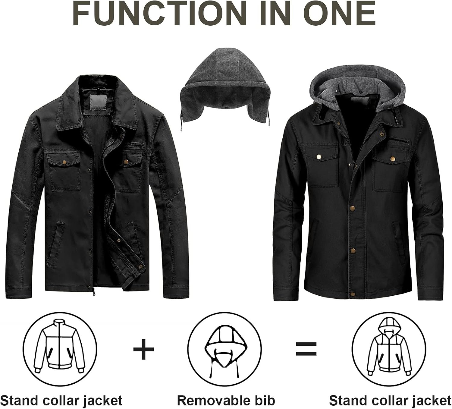 Pursky Men's Canvas Cotton Military Casual Field Jacket Oute... - Image 2