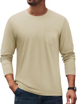 Cotrasen Men's Long Sleeve T-Shirts Cotton Casual T Shirts f...