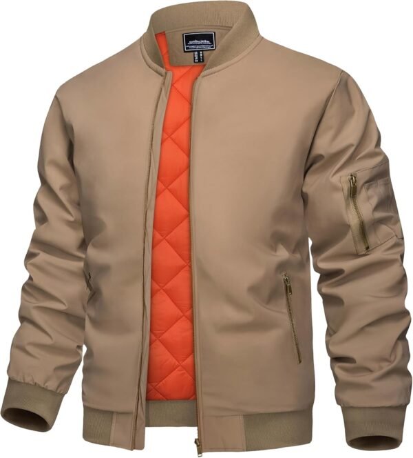 KEFITEVD Men's Jacket Casual Windproof Bomber Jackets Full Z...