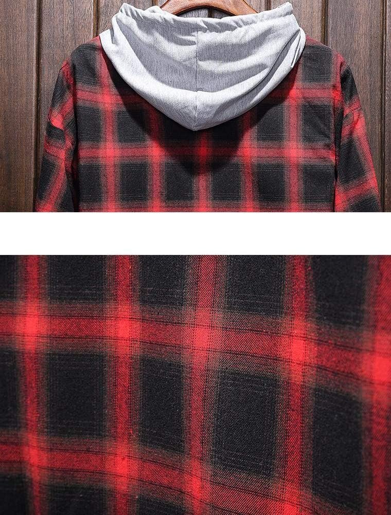Lavnis Men's Plaid Hooded Shirts Casual Long Sleeve Lightwei... - Image 5