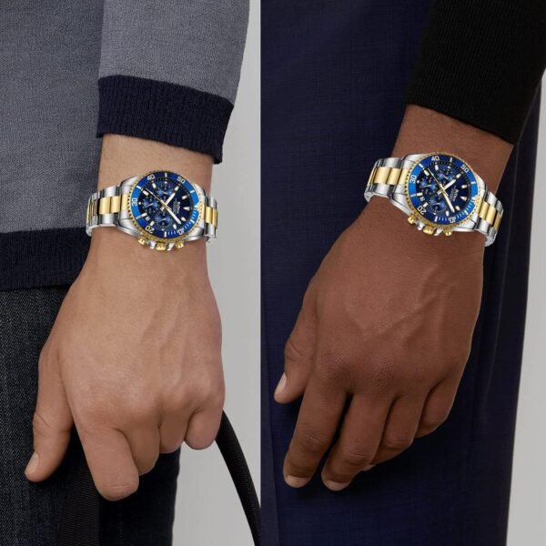 BIDEN Mens Watches Chronograph Stainless Steel Waterproof Da...