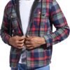 Men's Flannel Plaid Hooded Jackets Full Zip Sherpa Fleece Li...