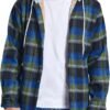 Men's Cotton Plaid Shirts Jacket Fleece Lined Flannel Shirts...