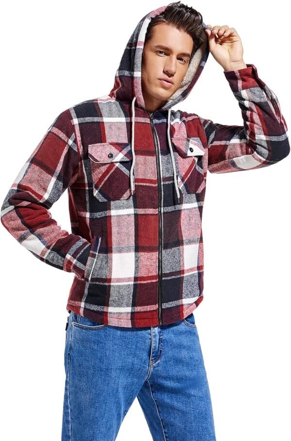 Men's Flannel Shirt Sherpa Jacket Full Zip Long Sleeve Plaid...
