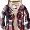 Men's Flannel Shirt Sherpa Jacket Full Zip Long Sleeve Plaid...