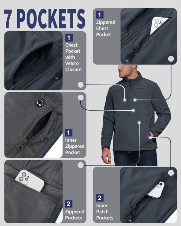 33,000ft Men's Lightweight Softshell Jacket Warm Fleece Line...