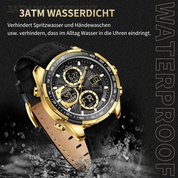 NAVIFORCE Men's Military Digital Watches Analog Quartz Water...