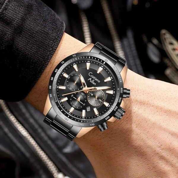 Watches for Men Stainless Steel Waterproof Analog Quartz Chr... - Image 3