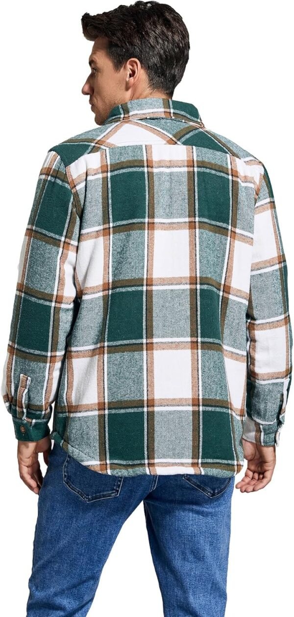 Men's Cotton Flannel Shirt Jacket Fleece Lined Long Sleeve P...