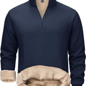 TACVASEN Men's Quarter Zip Sweatshirt Sherpa Lined Fleece Zi...