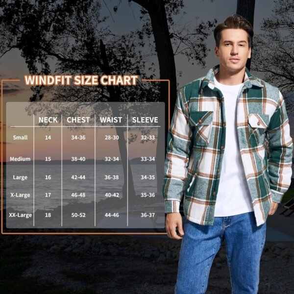 Men's Cotton Flannel Shirt Jacket Fleece Lined Long Sleeve P...