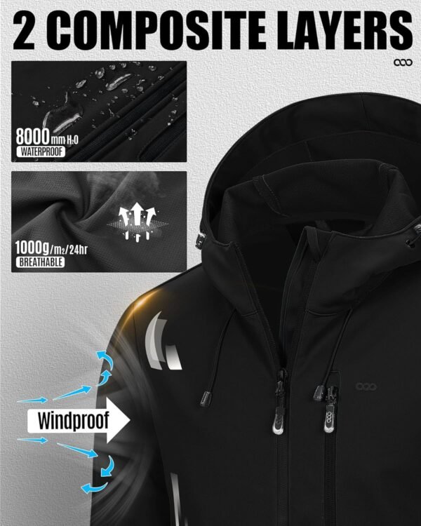 33,000ft Men's Softshell Jacket with Hood Waterproof Windbre...