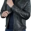 Quilted Biker Mens Leather Jacket - Real Lambskin Moto Style...