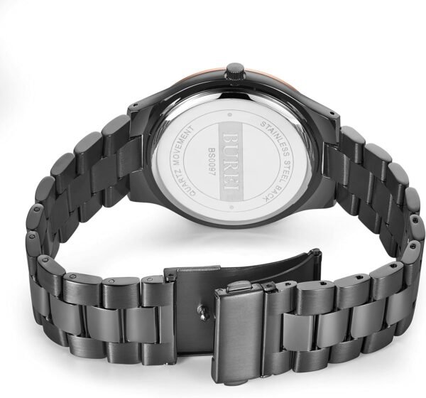 BUREI Men Watches Fashion Stainless Steel Analog Quartz Watc...