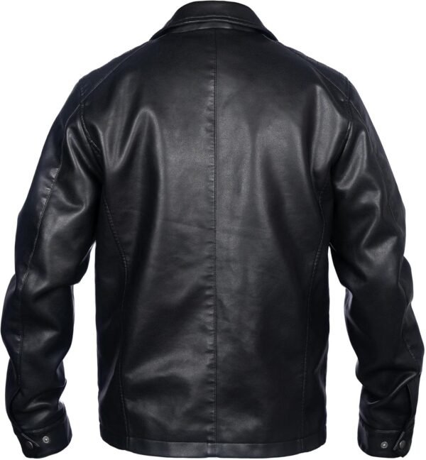 Mens Faux Leather Jacket, Padded Windbreaker, Motorcycle Bik...
