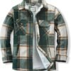 Men's Cotton Flannel Shirt Jacket Fleece Lined Long Sleeve P...