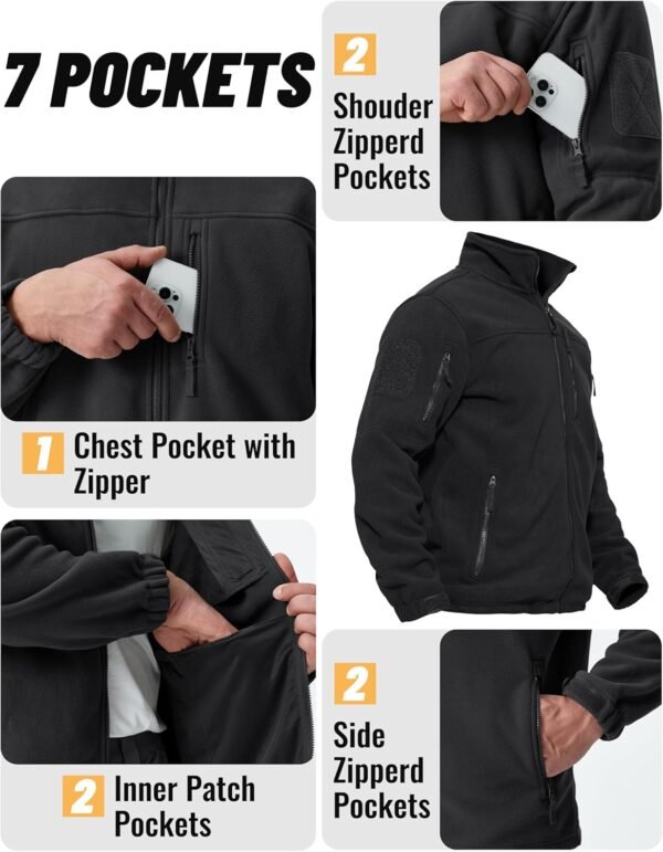 TACVASEN Men's Fleece Jacket Full Zip Winter Jacket Lightwei... - Image 3