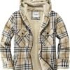 Men's Zip Up Flannel Shirt Jacket Fleece Lined Long Sleeve P...
