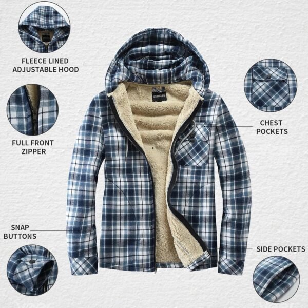Elesuit Men's Full Zip Fleece Flannel Jackets Shirt Plaid Co...