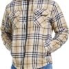 Men's Zip Up Flannel Shirt Jacket Fleece Lined Long Sleeve P...