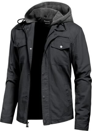 Pursky Men's Canvas Cotton Military Casual Field Jacket Oute...