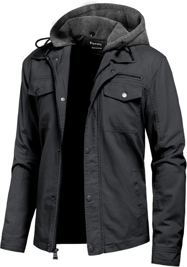 Pursky Men's Canvas Cotton Military Casual Field Jacket Oute...