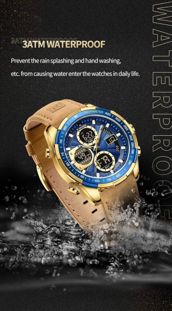 NAVIFORCE Men's Military Digital Watches Analog Quartz Water...