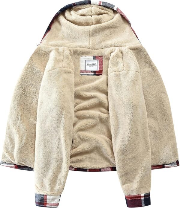 Men's Flannel Shirt Sherpa Jacket Full Zip Long Sleeve Plaid...