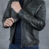 Quilted Biker Mens Leather Jacket - Real Lambskin Moto Style...