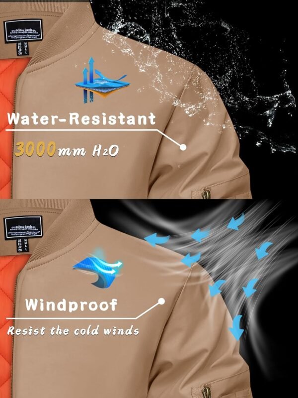 KEFITEVD Men's Jacket Casual Windproof Bomber Jackets Full Z...