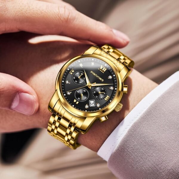 PINDOWS Watches for Men Diamond Date Calendar Quartz Watches...