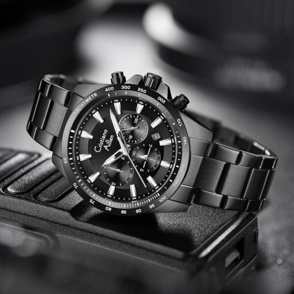 Watches for Men Stainless Steel Waterproof Analog Quartz Chr... - Image 2