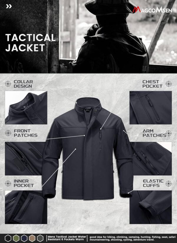 MAGCOMSEN Men's Tactical Jacket Water Resistant 6 Pockets So...