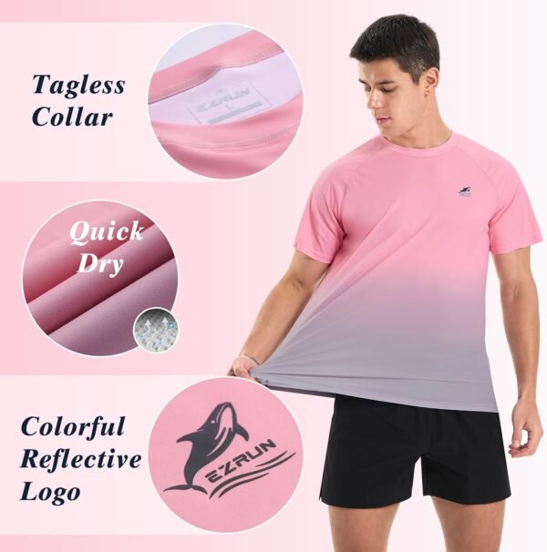 Men's Swim Shirts Rash Guard Short Sleeve UPF 50+ UV Sun Pro...