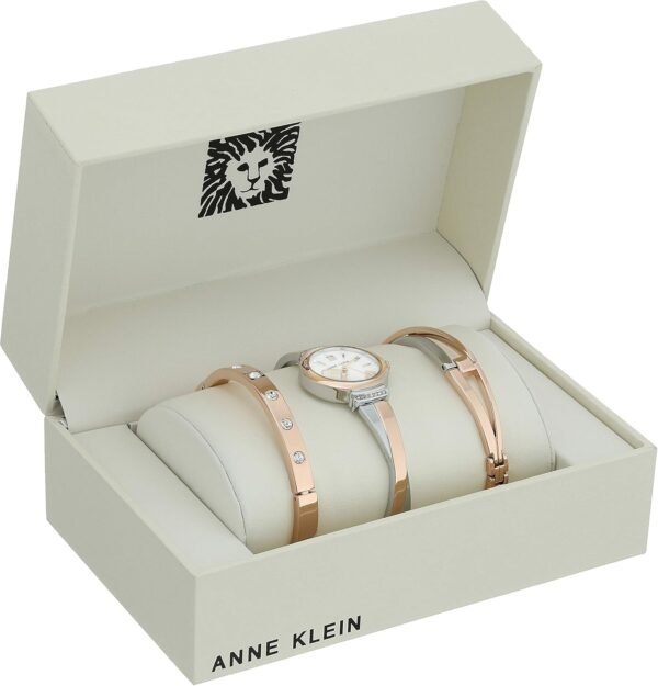 Anne Klein Women's Premium Crystal Accented Bangle Watch Set...