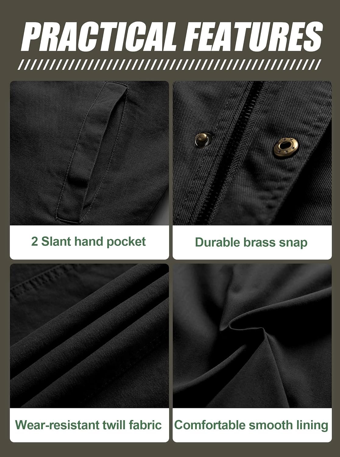 Pursky Men's Canvas Cotton Military Casual Field Jacket Oute... - Image 6