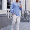 CRYSULLY Men's Henley Shirts Cotton Long Sleeve T-Shirts 3 B...