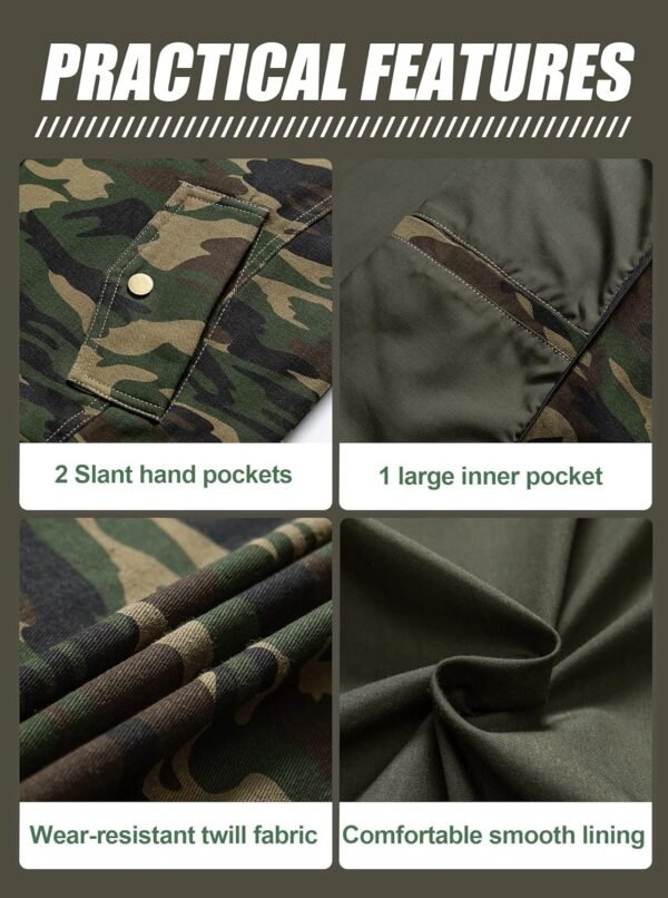 Pursky Men's Military Jacket Casual Washed Cotton Hooded Can...