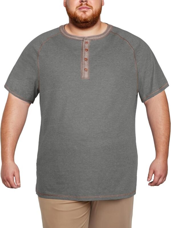 OLRIK Big and Tall Shirts for Men Cotton Henley Short Sleeve...