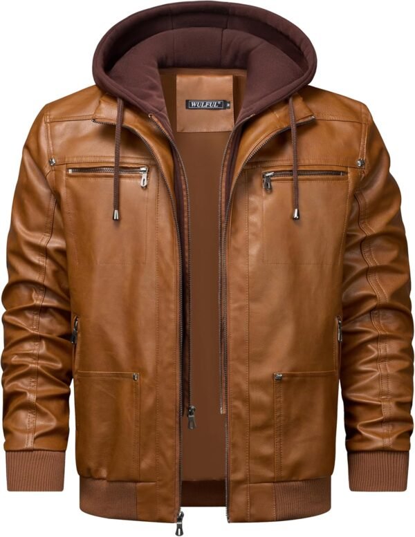 WULFUL Men's Leather Jackets, Faux Leather Jacket for Men La...