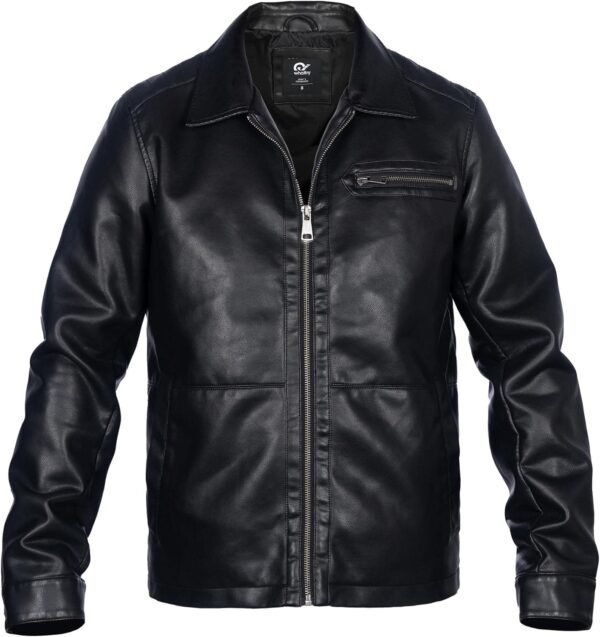 Mens Faux Leather Jacket, Padded Windbreaker, Motorcycle Bik...