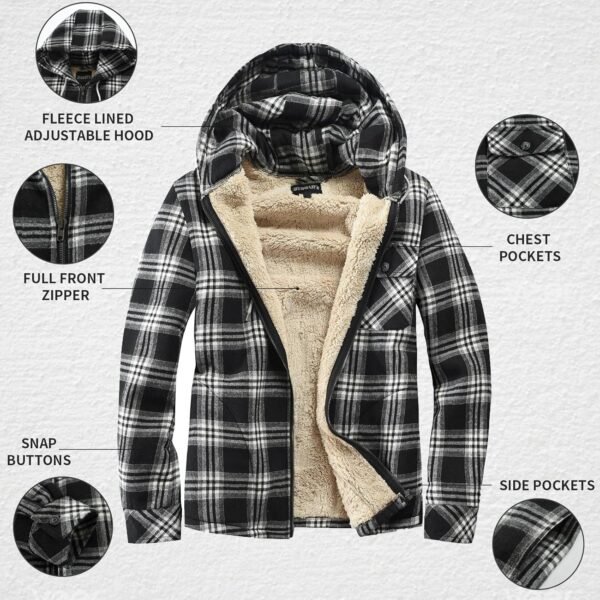 Elesuit Men's Full Zip Fleece Flannel Jackets Shirt Plaid Co...