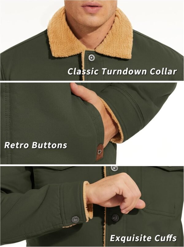 KEFITEVD Men's Winter Fleece Jacket Sherpa Lined Cargo Jacke...