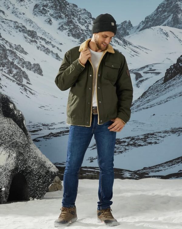 KEFITEVD Men's Winter Fleece Jacket Sherpa Lined Cargo Jacke...
