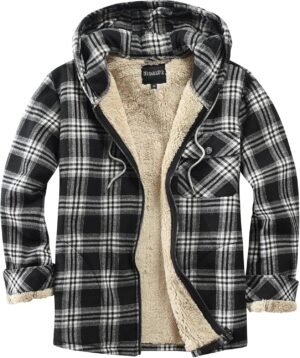 Elesuit Men's Full Zip Fleece Flannel Jackets Shirt Plaid Co...